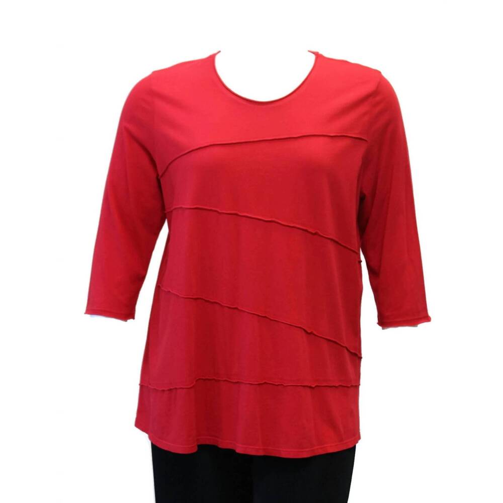 NEW FOCUS women's tucked cotton top in red